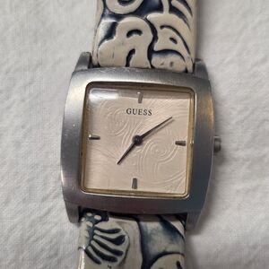 GUESS Women's Watch with Blue and Cream Design